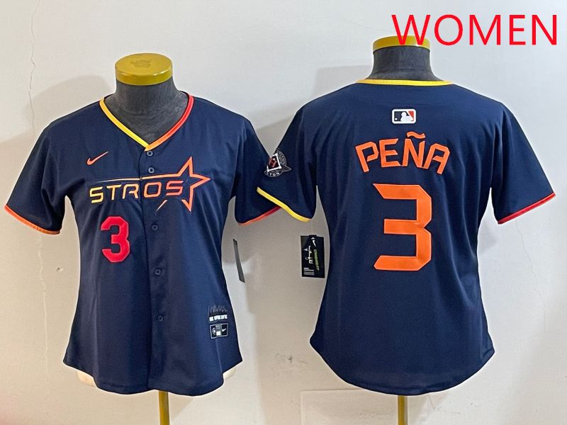 Women Houston Astros #3 Pena Drak Blue Three generations Joint Name 2025 Nike MLB Jersey style 4101->women mlb jersey->Women Jersey